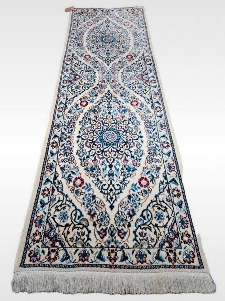 Handgeknoopt Perzisch tapijt loper Naïn Iran crème 60x193cm, Huis en Inrichting, Stoffering | Tapijten en Kleden, Gebruikt, 50 tot 100 cm