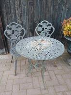 Brocante tuinset bistroset, Ophalen, Gebruikt, Aluminium, 2 zitplaatsen