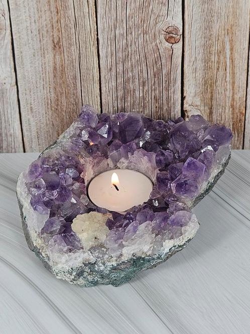 Prachtige amethist waxinelichthouder, Verzamelen, Mineralen en Fossielen, Mineraal, Ophalen of Verzenden