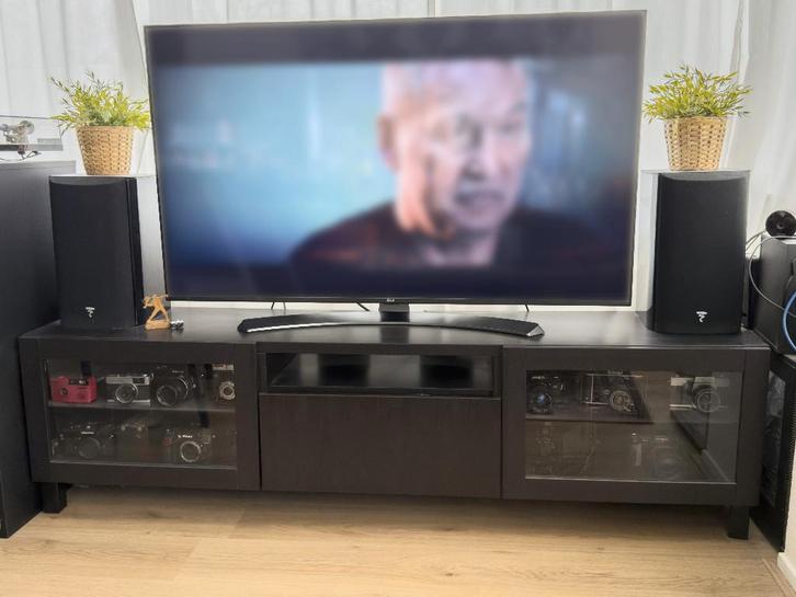 IKEA Besta TV meubel zwart met lade en glazen deuren, Huis en Inrichting, Kasten | Televisiemeubels, Zo goed als nieuw, Minder dan 100 cm