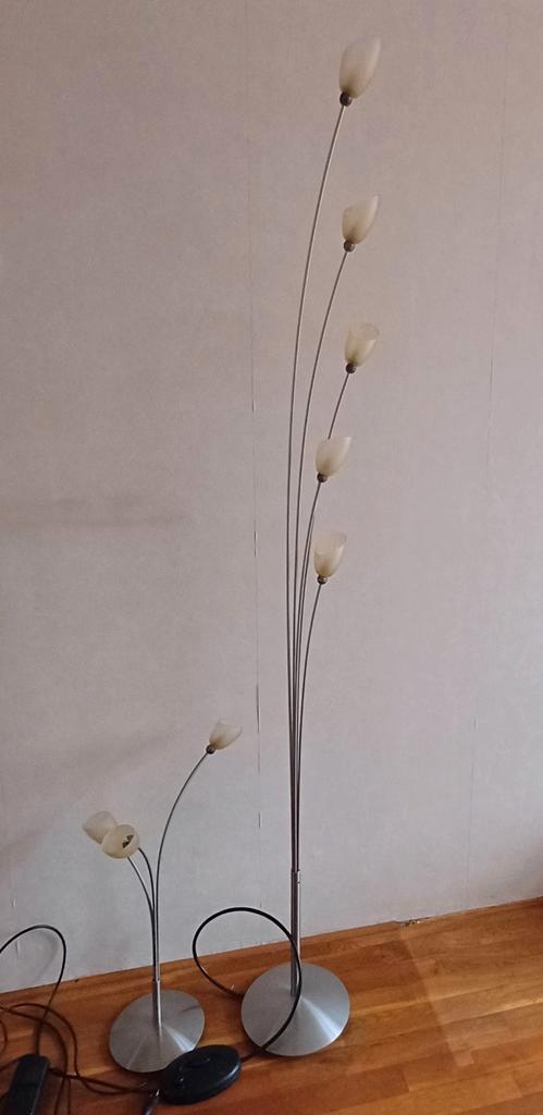 Harco Loor staande spriet lampen set RVS glas, Huis en Inrichting, Lampen | Vloerlampen, Gebruikt, 150 tot 200 cm, Glas, Metaal