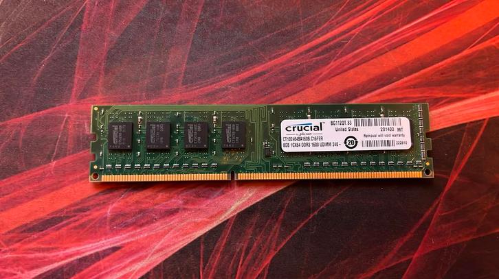 8GB DDR3 1600Mhz Desktop Werkgeheugen (1x 8GB), Computers en Software, RAM geheugen, Zo goed als nieuw, Desktop, 8 GB, DDR3, Ophalen of Verzenden