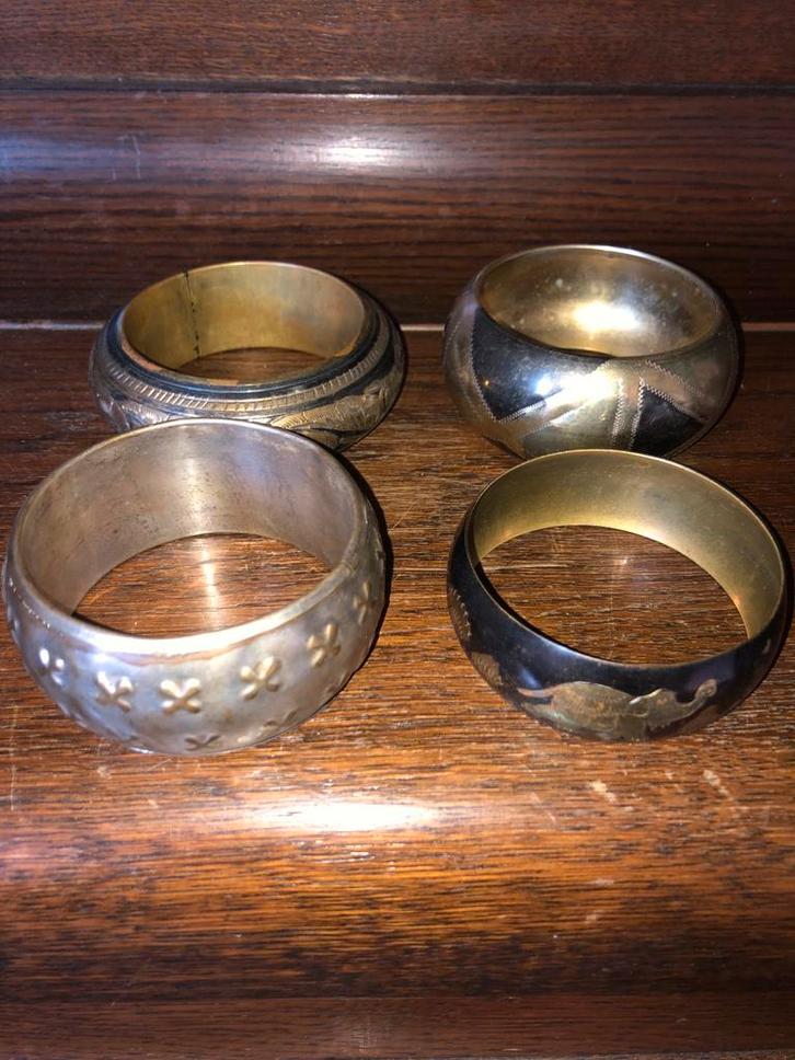 Set van 4 Koper/Messing Armbanden, Sieraden, Tassen en Uiterlijk, Armbanden, Gebruikt, Overige materialen, Goud, Ophalen of Verzenden