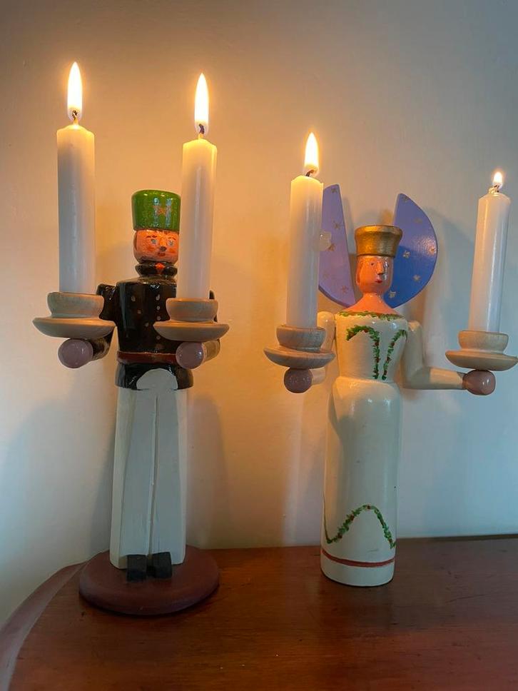 Erzgebergte bergman en engel, Antiek en Kunst, Curiosa en Brocante, Ophalen of Verzenden