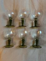 Set van 6 moezelglazen groen met gravure Vienna Wijnglazen, Ophalen of Verzenden