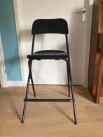 Zwarte inklapbare barkruk, Ophalen, Kunststof, Met voetsteun, 60 tot 90 cm