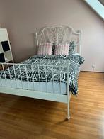 Stalen spijlen bed, twijfelaar. Kleur wit, Ophalen, Gebruikt, Wit, 140 cm