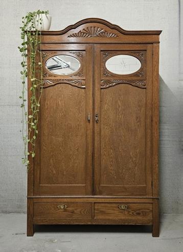 Antieke XL Art Deco meidenkast vintage linnenkast demontabel beschikbaar voor biedingen