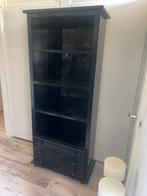 Boeken of servies kast zwart, Huis en Inrichting, Kasten | Boekenkasten, Ophalen, Gebruikt, 50 tot 100 cm, Met lade(s)