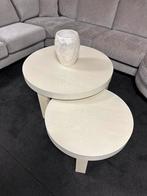 RonSALE! salontafelset Great creme eik 2x rond 90 + 70 cm, Ophalen, Nieuw, Rond, 100 tot 150 cm