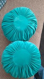 Turquoise sierkussens - set van 2, Huis en Inrichting, Ophalen of Verzenden, Zo goed als nieuw, Blauw, Rond