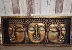 Wandpaneel met 3 Boeddha hoofden - Zwart & Goud, Ophalen of Verzenden, Zo goed als nieuw