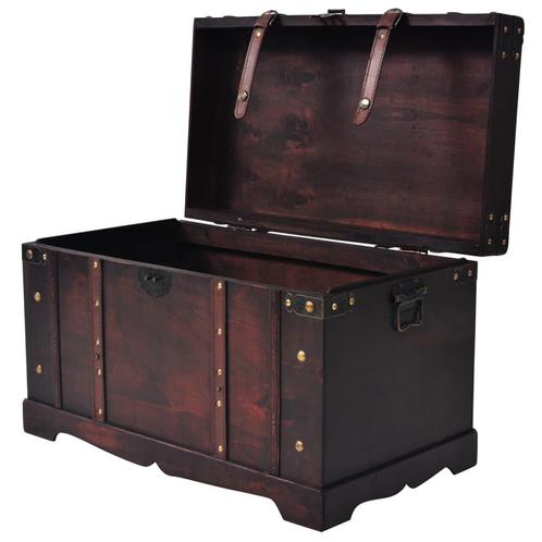 Schatkist vintage stijl 66x38x40 cm hout, Huis en Inrichting, Woonaccessoires | Kisten, Nieuw, Minder dan 50 cm, Verzenden