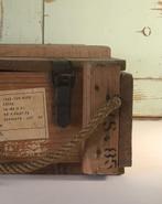 Vintage Franse munitiekist legerkist met grepen van touw, Huis en Inrichting, Minder dan 50 cm, 50 tot 100 cm, Ophalen of Verzenden