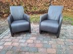 zgan 2 mooie gave donker bruin rundleren fauteuils, Huis en Inrichting, Fauteuils, Ophalen, Zo goed als nieuw, 50 tot 75 cm, Leer
