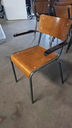 14 school industriële horeca SATELIET vintage stoelen, Gebruikt, Bruin, Ophalen of Verzenden, Vijf, Zes of meer stoelen