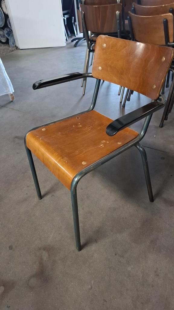 14 school industriële horeca SATELIET vintage stoelen, Huis en Inrichting, Stoelen, Gebruikt, Vijf, Zes of meer stoelen, Hout