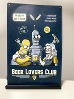 Beer Lovers Club metalen wandbord (The Simpsons), Nieuw, Ophalen of Verzenden