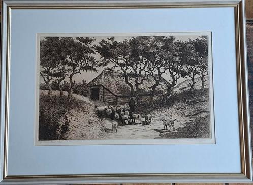 Cor van der Woerd (1901-1994), De Schaapskooi., Antiek en Kunst, Kunst | Etsen en Gravures, Ophalen