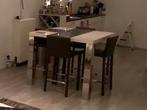 Hoge eettafel en gratis barstoelen, Huis en Inrichting, Ophalen, Gebruikt, 100 tot 150 cm, Modern, hoogglans