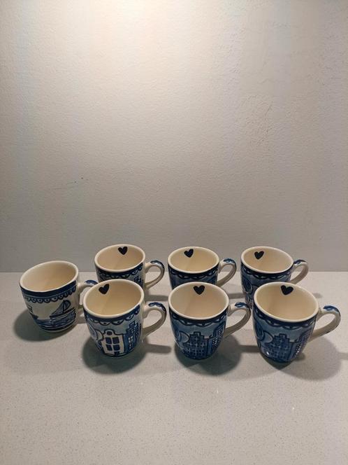 Blond Amsterdam Delfts Blauw 7 kopjes, Huis en Inrichting, Keuken | Servies, Gebruikt, Kop(pen) en/of Schotel(s), Blond Amsterdam