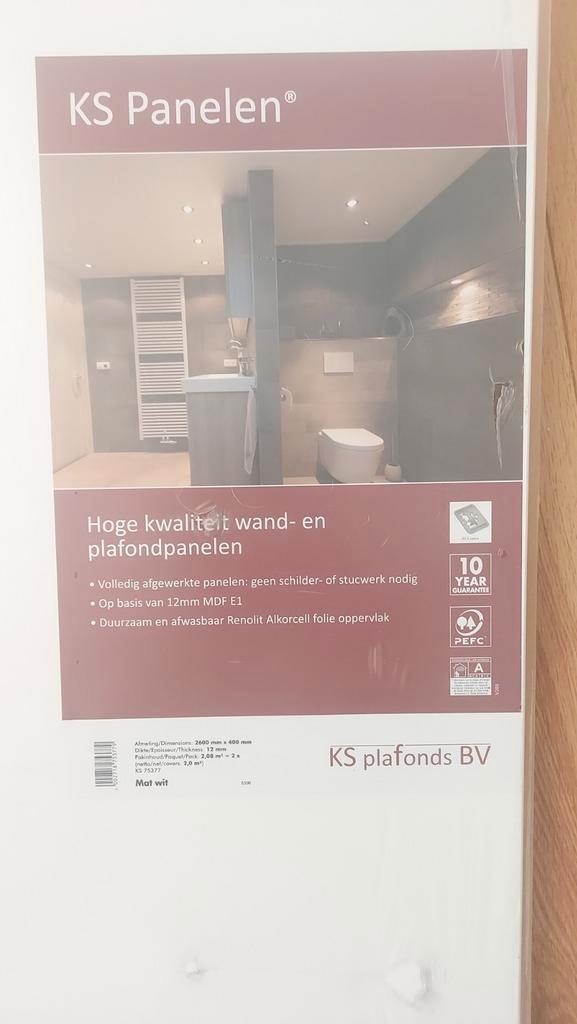 KS Panelen Mat Wit - 2 x 2 pakketten Plafondpanelen 2,08 m2, Doe-het-zelf en Verbouw, Platen en Panelen, Nieuw, Overige materialen