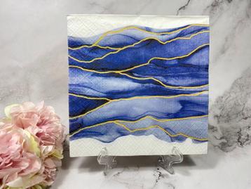 Knutsel servetten blauwe golven goud randje decoupage nr 299 beschikbaar voor biedingen