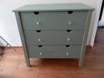 Ladekast Nostalgisch blauw 4 lades 6 knoppen, Ophalen, 3 of 4 laden, Eikenhout, Modern