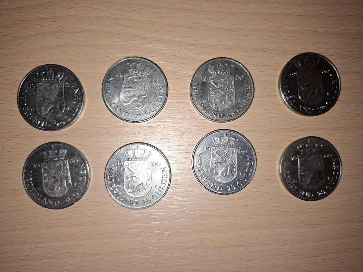 8x 2,5 gulden 1980 troonwisseling/dubbelkop, Postzegels en Munten, Munten | Nederland, Losse munt, 2½ gulden, Koningin Beatrix