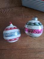 2 zeer mooie dikkere kerstballen in mooi oud glas gesuikerd, Diversen, Kerst, Ophalen of Verzenden, Gebruikt