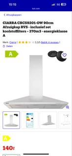 CIARRA CBCS9201-OW 90cm Afzuigkap - RVS, incl. koolstoffilte, Wandschouwkap, Nieuw, Ophalen of Verzenden, Vrijstaand