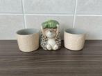 2 kleine plantenpotjes met leuke egel, Gebruikt, Rond, Binnen, Ophalen of Verzenden