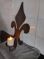 wand kaarsenhouder Franse Lelie metaal bruin, Huis en Inrichting, Woonaccessoires | Kandelaars en Kaarsen, Gebruikt, Bruin, Ophalen of Verzenden