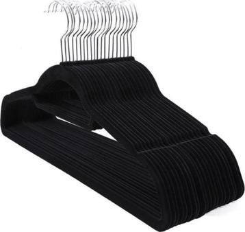 Kledinghangers Anti-Slip - Velvet - Zwart - 25 stuks beschikbaar voor biedingen