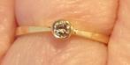 Massief 14K geelgouden ring met briljantgeslepen diamant, Verzenden, Met edelsteen, Dame, Goud