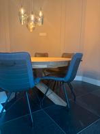 Gebruikte eetkamerstoelen, 6 stuks, grijs, Huis en Inrichting, Stoelen, Ophalen, Gebruikt, Eén, Stof