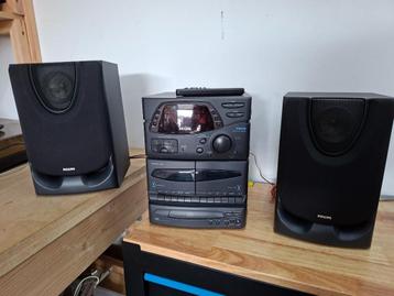 vintage stereoset philips fw330 cd dub cassette en radio beschikbaar voor biedingen
