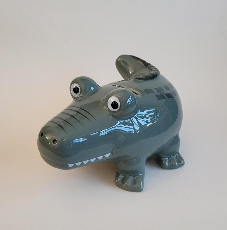 Keramieken spaarpot krokodil, Verzamelen, Spaarpotten, Zo goed als nieuw, Dier, Ophalen of Verzenden