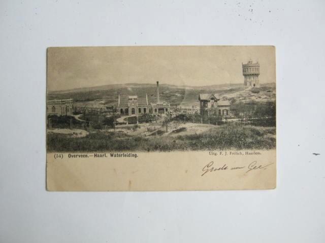 Ansichtkaarten Nederland, TC 2-30 Overveen, Haarl. Waterleid, Verzamelen, Ansichtkaarten | Nederland, Gelopen, Noord-Holland, Voor 1920