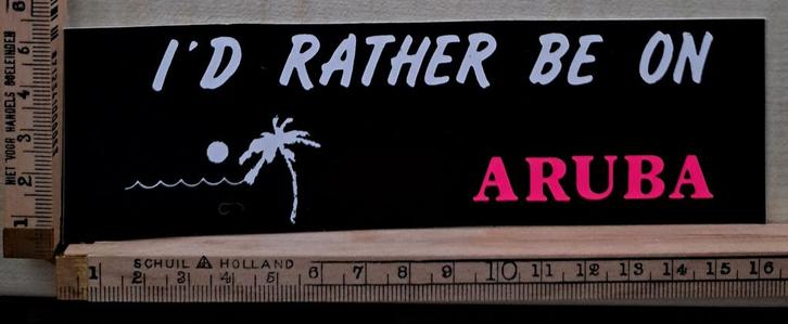 Vintage sticker rather be in Aruba autosticker, Computers en Software, Harde schijven, Desktop, Ophalen of Verzenden