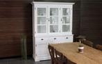 Nieuwe witte kasten - buffetkast en vitrinekast bij TEAK2, Ophalen of Verzenden, Nieuw, Teakhout, Met klep(pen)