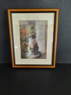 Poezen plaatje Ingelijst achter glas, Minder dan 50 cm, Gebruikt, N.v.t., N.v.t.