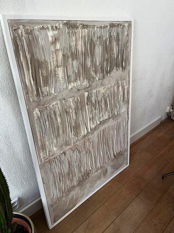 Modern abstract schilderij taupe beige beschikbaar voor biedingen
