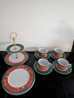 Kerstservies Koffie kopjes, gebaksbordjes, etangaire,, Antiek en Kunst, Ophalen of Verzenden