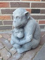 Betonbeeld aap met jong, Ophalen, Nieuw, Beton, Dierenbeeld