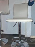 Barkruk (beige) leder met leuning. 6 stuks, Huis en Inrichting, Barkrukken, Ophalen, 5 krukken of meer, 60 tot 90 cm, Leer