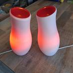 2x rode staande lamp, Huis en Inrichting, Lampen | Vloerlampen, Ophalen, Zo goed als nieuw, Glas, Minder dan 100 cm