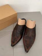Vintage Fred de la Bretoniere - muiltjes - bruin leer -, Fred de la Bretoniere, Bruin, Gedragen, Sandalen of Muiltjes