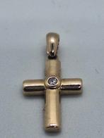 Gouden Kruisje 9 Karaat met Diamant, Ophalen of Verzenden, Zo goed als nieuw, Goud, Goud