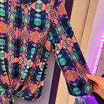 Jeff Gallano blouse mt 40 kleurrijke print & knoop art 48680, Maat 38/40 (M), Blauw, ., Jeff Gallano